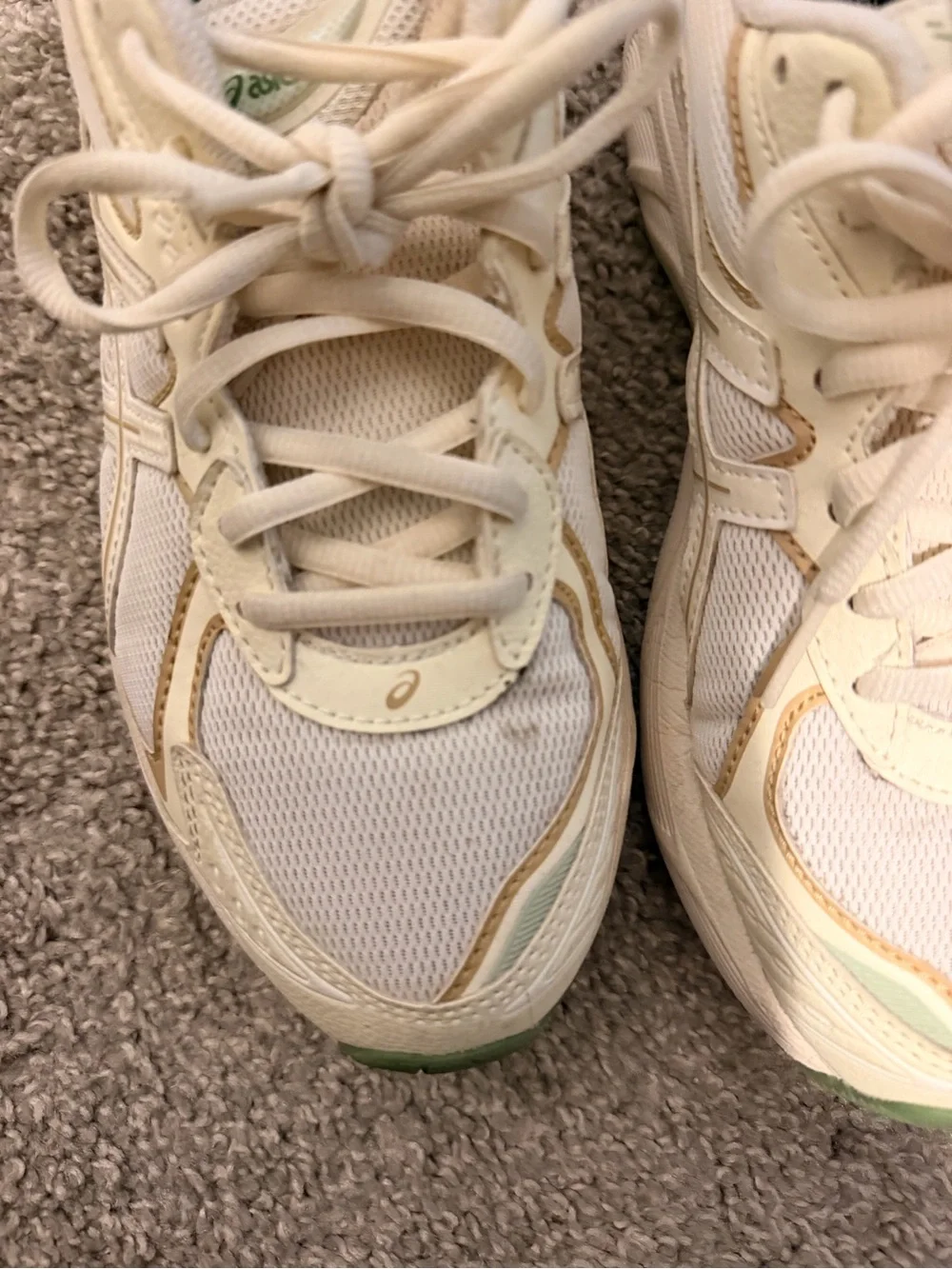 ASICS Women's Cream and Light Green Athletic Sneakers - Picture 2 of 5